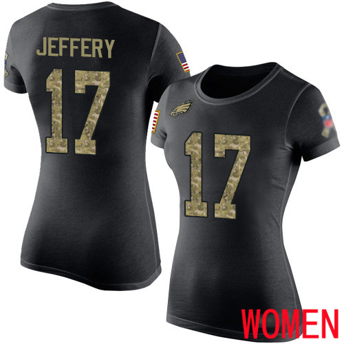 Women Philadelphia Eagles #17 Alshon Jeffery Black Camo Salute to Service NFL T Shirt->nfl t-shirts->Sports Accessory